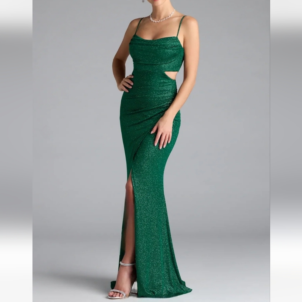 Elliana Cutout Slit Glitter Formal Dress - Picture 4 of 6